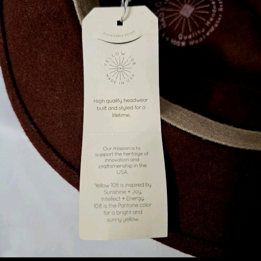 NEW Yellow 108 Eastwood Fedora Hat Men's Large Brown 100% Wool Felt Made in USA - Picture 10 of 14